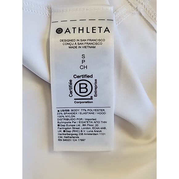 Athleta Hope Yoga Jacket White Full Zip Stretch Size Small Removable Hoodie - Picture 8 of 9